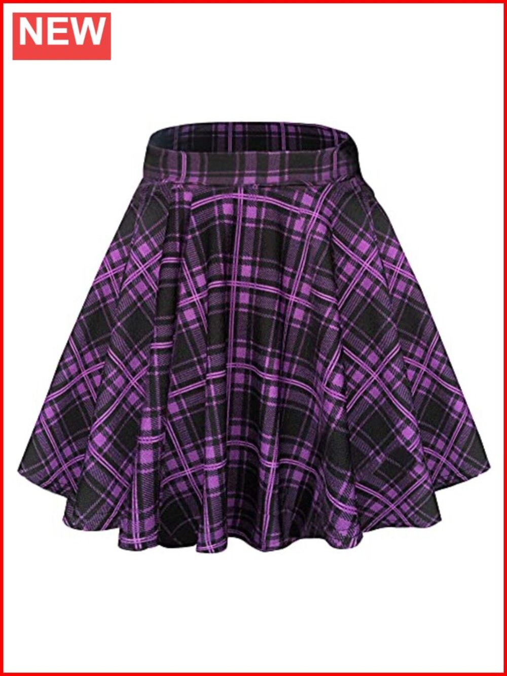Stretchy Flared Mini Skater Skirt A-Line Casual